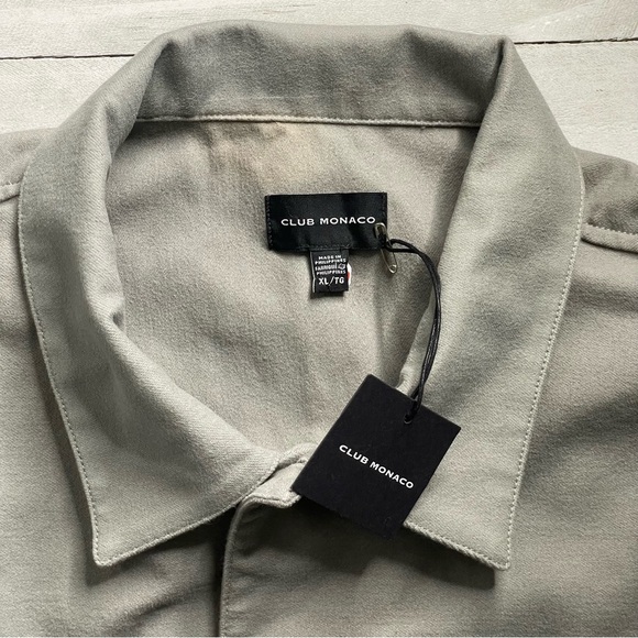 CLUB MONACO Men’s Long Sleeve Moleskin Solid Chemise Button Down Shirt Jacket - Picture 6 of 12